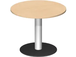 vergadertafel,HxØ 720x900mm,rond,schotelvoet RAL9006,blad beuken