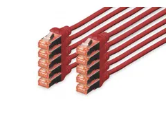CAT 6 S-FTP patchkabel Cu LSZH AWG 27/7 Lengte 0,5m 10 stuks Rood