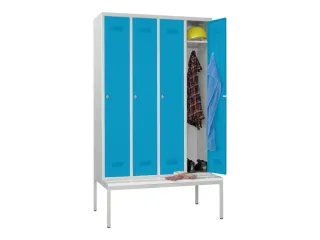 locker met bank,HxBxD 2150x1200x500mm,4vak,RAL7035,front RAL5012 - 2