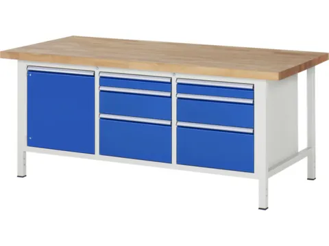 werkbank,HxBxD 840-1040x2000x900mm,beukblad,draagverm. 1250kg,4voeten