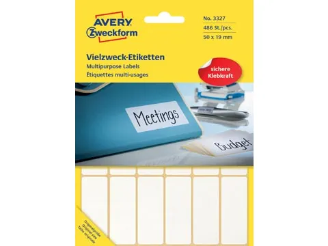 Avery Zweckform Universele Etiketten 50x19mm Wit 486 Stuks
