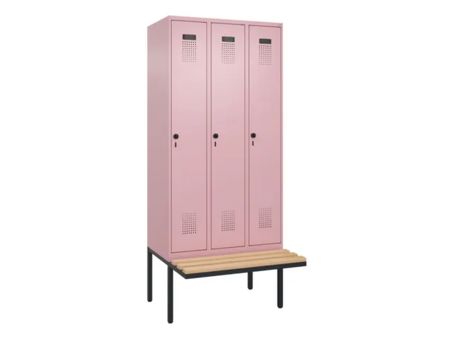 locker met bank,voor scheiding van kleding,HxBxD 2120x900x815mm,3vak