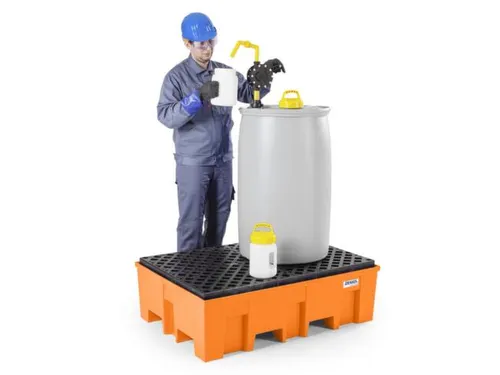 PE-opvangbak,v. 2x200l vat,opvangvol. 220l,HxBxD 375x865x1245mm
