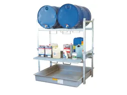 Aftapstelling 1410x1250x1620mm V. 2x200l Vaten M. Bak 220l Rooster
