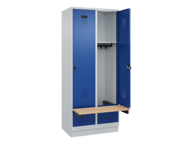 locker met bank,HxBxD 1950x800x815mm,2vak,vak B 400mm,draaigrendel