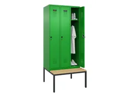 locker met bank,HxBxD 2120x900x815mm,3vak,vak B 300mm,draaigrendel