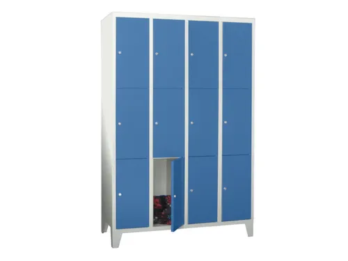 lockerkast,HxBxD 1850x1600x500mm,4x3vakken,RAL7035,front RAL5012