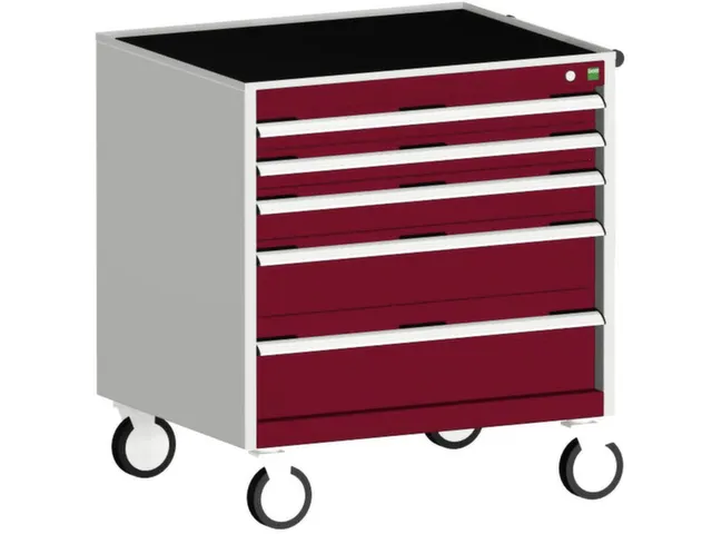 ladekast verrijdbaar 880x800x525mm 5laden romp RAL7035 front RAL3004
