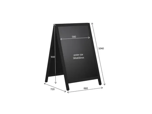 Krijt stoepbord Europel 660x1040 mm DELUX zwart