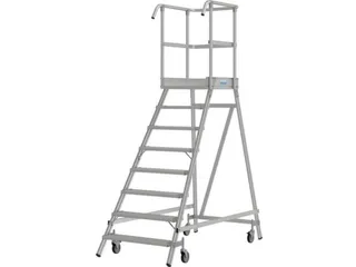 bordestrap,verrijdbaar,bordes H 1,95m,8treden,aluminium,4zwenkwielen - 3