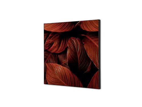 Wanddecoratie Textiel Set 40x40cm Botanische Bladeren Rood