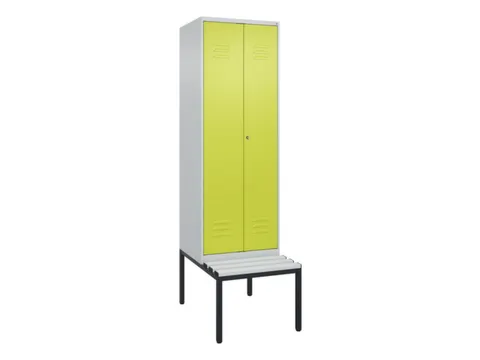 PBM-locker met bank,HxBxD 2120x600x815mm,2vak,vak B 300mm,cil.-slot