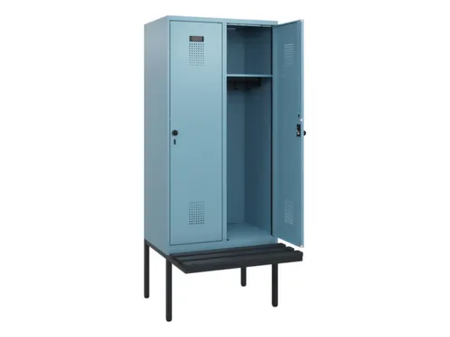 locker met bank,HxBxD 1950x800x815mm,2vak,vak B 400mm,draaigrendel