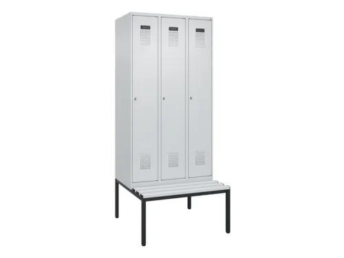 locker met bank,voor scheiding van kleding,HxBxD 2120x900x815mm,3vak