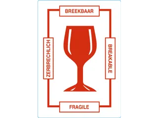 Etiket 75x105mm Breekbaar Glas Rol 1000 Etiketten - 1