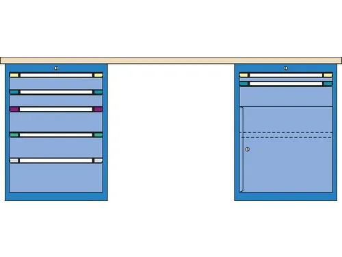 werkbank,HxBxD 840x2500x700mm,multiplexblad,RAL7035,front RAL7035
