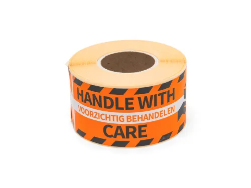 Verpakkingsetiketten 46x125mm Op Rol Handle With Care 250 Stuks
