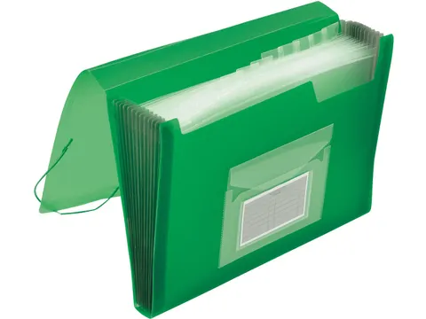 Voorordner A4 PP 13 Vaks Elastieksluiting Groen Transparant