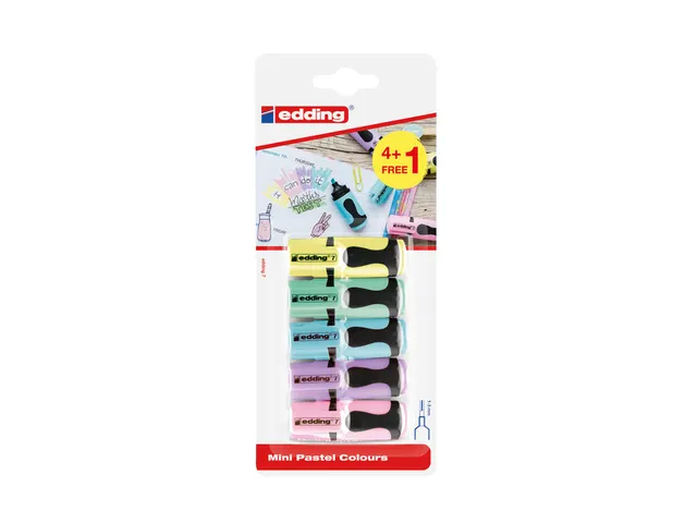Markeerstift edding 7 mini 1-3mm pastel assorti blister à 4+1 gratis