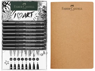 Tekenset Faber-Castell 8x pitt artist pen zwart incl. schetsboek 140gr - 3