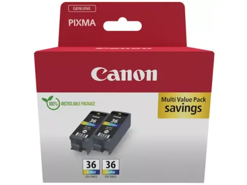 1511B025 Canon CLI-36 C/M/Y-kleureninktcartridge (Twin Pack)