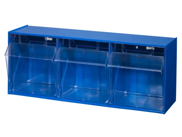 Assortimentsbak Hxbxd 240x600x200mm 3bakken Polystyreen Blauw