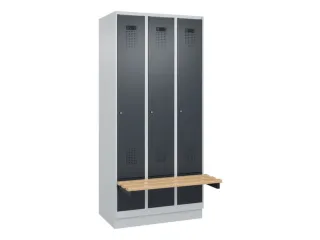 locker met bank,HxBxD 1950x900x815mm,3vak,vak B 300mm,cilinderslot - 2