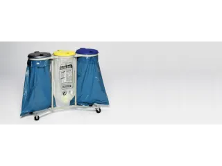 Afvalverzamelaar 120 Liter 3 Voudig Wielen Deksel Geel/Blauw/Zilver - 2