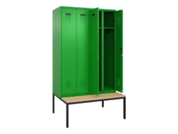 locker met bank,voor scheiding van kleding,HxBxD 2120x1200x815mm,4vak