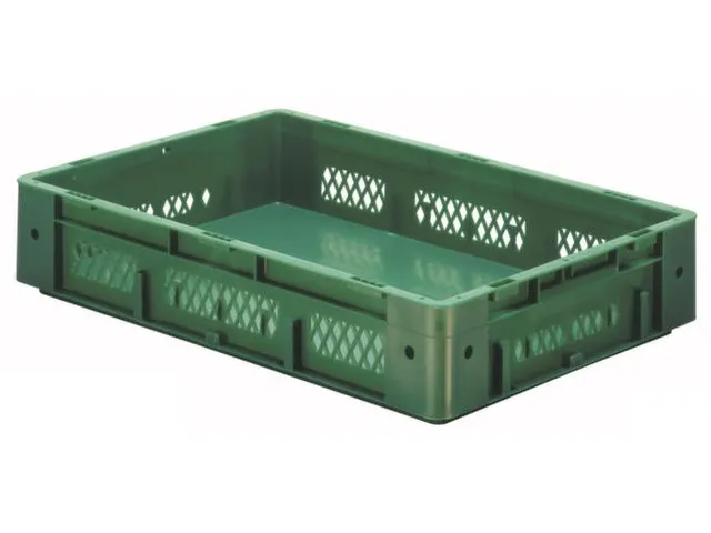 Euronorm Stapelkrat 120x600x400mm 20l Opengewerkt/Bodem Gesl. Groen