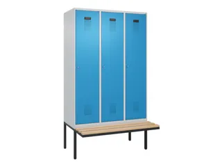locker met bank,HxBxD 2120x1200x815mm,3vak,vak B 400mm,cilinderslot - 2