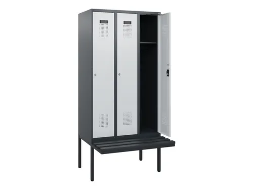 locker met bank,HxBxD 1950x900x815mm,3vak,vak B 300mm,cilinderslot