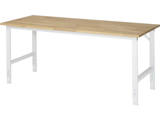 établi,HxlxP 760-1080x2000x800mm,hêtrepanneau,huilé,force 500kg