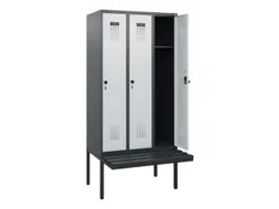 locker met bank,HxBxD 1950x900x815mm,3vak,vak B 300mm,draaigrendel
