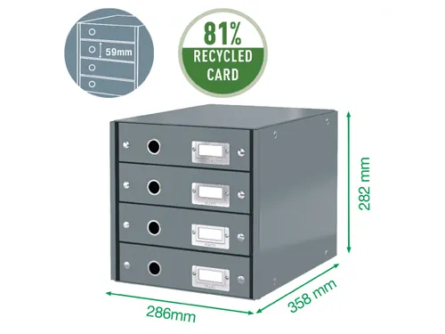 Ladenbox 4 Laden Leitz Click & Store 4 Laden Zwart 81% gerecycled kart
