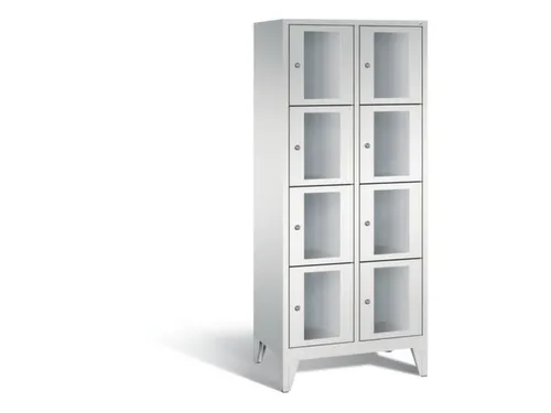 Lockerkast 1850x810x500mm 2x4 vakken Cilinderslot Poten, RAL7035