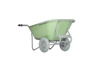aluminium kruiwagen,230l,HxBxD 730x900x1600mm,HDPE-bak,groen,aluminium - 1