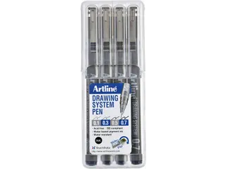 Fineliner Artline technisch etui met 0.1-0.3-0.5-0.7mm zwart - 1