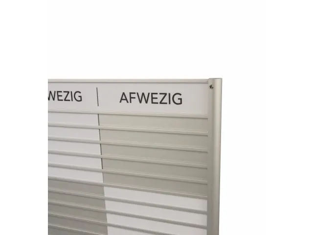 Menoor In-Uit bord 10 namen Aluminium Aanwezig/Afwezig Wit