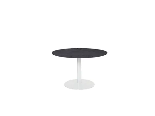Linesto vergadertafel 120cm rond houtprint schaduw 25mm wit