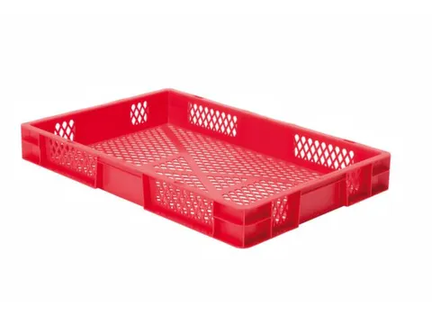 Euronorm-stapelbak 14.5l 75x600x400mm Wanden/bodem Opengewerkt Rood