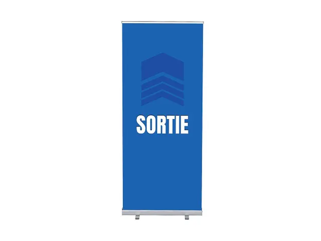 Roll-Banner 85x200 complete set met print "Sortie" Blauw