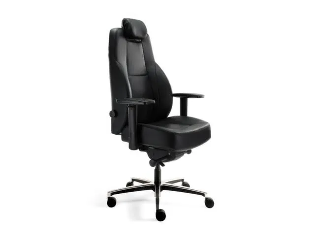 Chaise de bureau 24 heures Assise cuir Noir