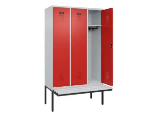 locker met bank,HxBxD 2120x1200x815mm,3vak,vak B 400mm,cilinderslot - 1
