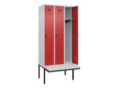 locker met bank,HxBxD 2120x900x815mm,3vak,vak B 300mm,draaigrendel