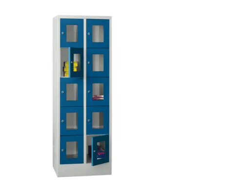 lockerkast,HxBxD 1850x600x500mm,2x5vakken,RAL7035,front RAL5010