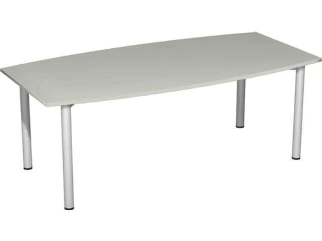 vergadertafel HxBxD 72x200x80cm vatvormig Lichtgrijs 4voeten Alu