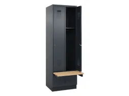 locker met bank,HxBxD 1950x600x815mm,2vak,vak B 300mm,cilinderslot