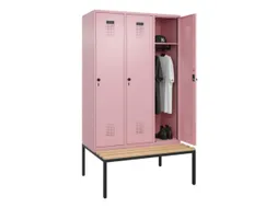 locker met bank,HxBxD 2120x1200x815mm,3vak,vak B 400mm,draaigrendel