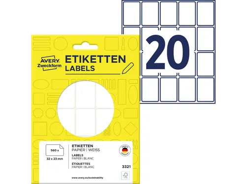 Etiket Avery Zweckform 3321 32x23mm wit 560stuks